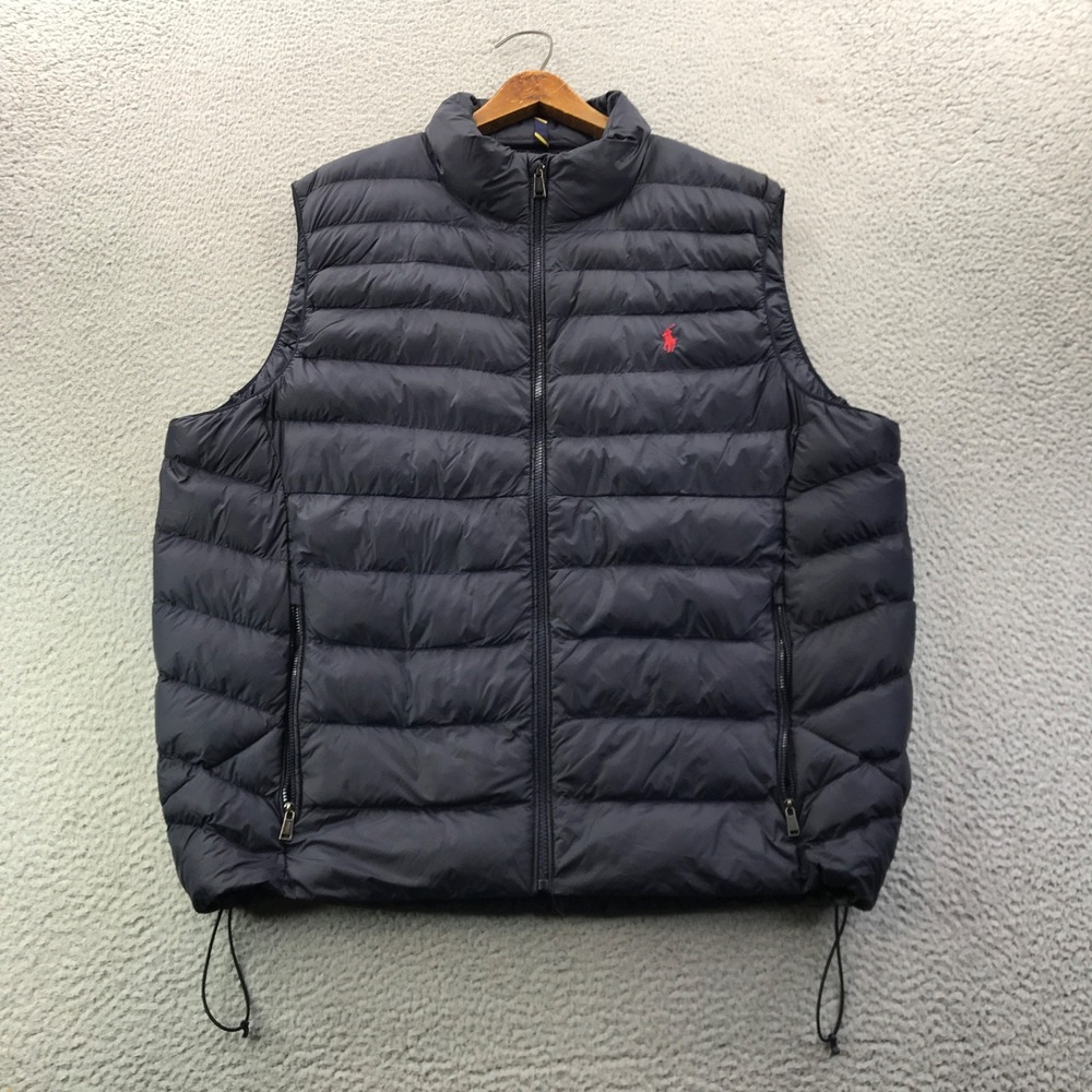 Polo Ralph Lauren Vest Men 2XL Navy Blue Performance Down Puffer Lightweight NEW